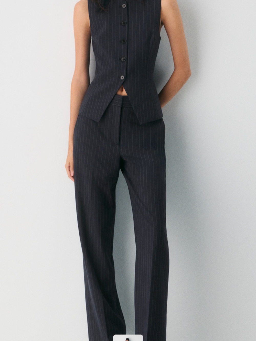 Aritzia limitless pants navy pinstripe 10 NWT